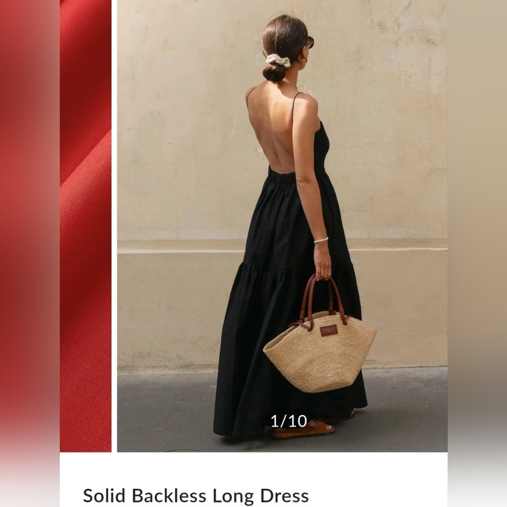 Commense Elegant Black Backless Dress